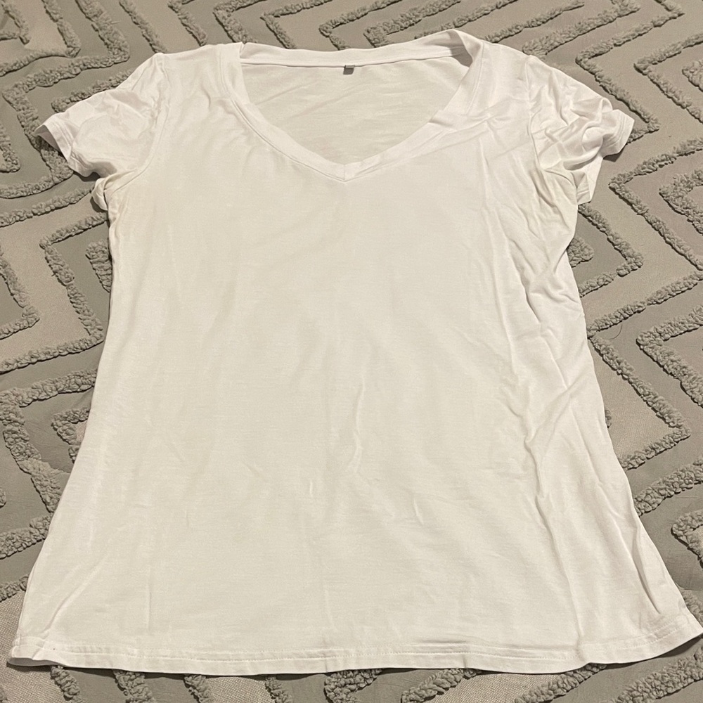 Classic White V-Neck Women's Top